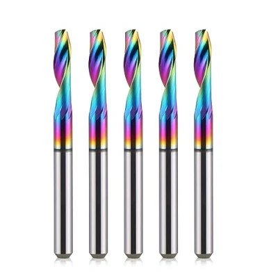 Immagine di HOZLY fresa per CNC a singolo taglio, 4 mm, diametro di taglio lunghezza 12 rivestimento DLC alluminio, confezione da 5 pezzi