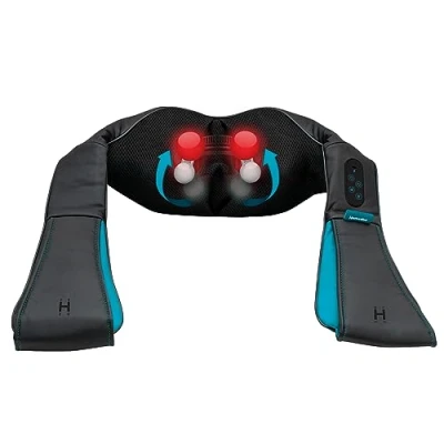Immagine di HoMedics Shiatsu Massaggiatore Cervicale Riscaldante Dispositivo massaggiante senza fili per collo e spalle, con 3 livelli di intensità, 4 testine rotanti pannello controllo touch