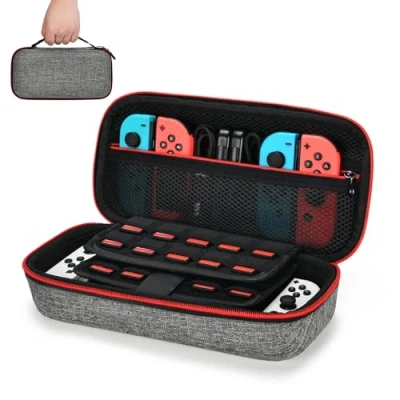 Immagine di Custodia per NS Switch/Switch OLED Versione di aggiornamento Younik rigida da viaggio con spazio archiviazione più grande 16 cartucce gioco e altri accessori Switch Grigio