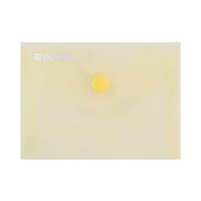 Immagine di DONAU Cartellina portadocumenti, formato DIN A7, 1 pezzo/giallo, con bottone automatico, in plastica trasparente, clip e busta polipropilene
