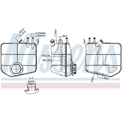 Immagine di NISSENS 996143 Vaschetta Radiatore 1,2 con calotta/coperchio FORD: Focus Mk1 Hatchback, Station Wagon, Transit Connect Van