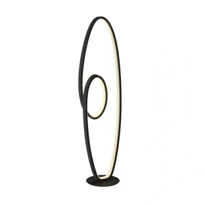 Immagine di Lucande lampada LED da terra &#039;Bronwyn&#039; dimmerabile (Moderno) colore Nero, in Alluminio ad es. Soggiorno &amp; Sala pranzo (1 luce, lampadina inclusa)