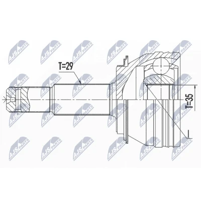 Immagine di NTY NPZ NS 096 Kit Giunto Omocinetico Assale anteriore, anteriore Sx, Dx
