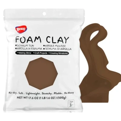 Immagine di BOHS Argilla Modellabile Marrone Morbida, Soffice, Asciugatura all&#039;Aria per Progetti Scolastici, Cosplay, Finto Forno, Materiali Slime 500 Grammi