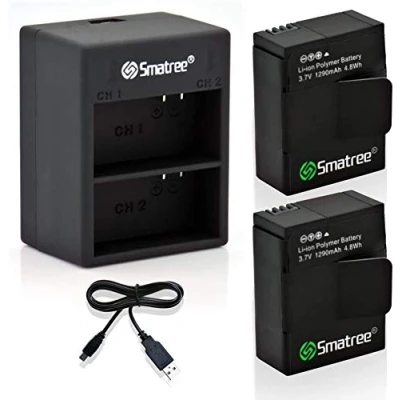 Immagine di Smatree Hero3 Batterie 1290mAh (2 pack) + Caricabatteria Doppia per GoPro Hero3, Hero3+, AHDBT 201, 301, 302, AHBBP ACARC 001, AWALC 001