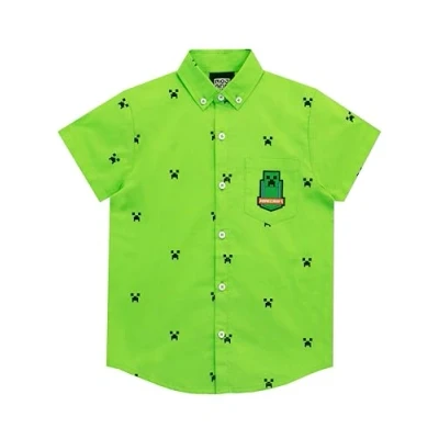 Immagine di MINECRAFT Camicie a Maniche Corta per Ragazzi Creeper Verde 11 12 Anni