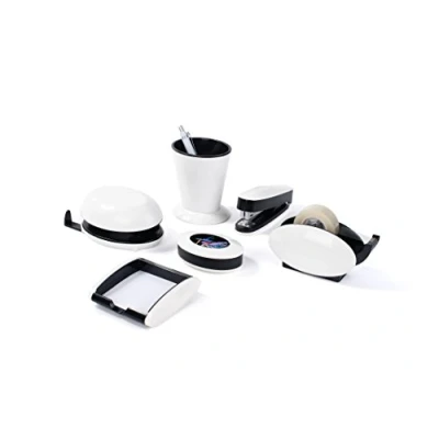 Immagine di Pavo Kit da ufficio premium alla moda, colore: Nero/Bianco, 6 Pezzi