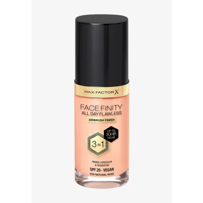 Immagine di Max Factor Fondotinta Facefinity All Day Flawless Correttore, liquido e primer viso 3 in 1, Formula vegan, Copertura modulabile, Tenuta fino a 30 ore, SPF20 C50 Natural Rose, ml