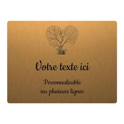 Immagine di Targhetta con incisione funeraria, motivo albero cono, autoadesiva, 20 x 15 cm, personalizzata, 1 a 3 righe, oro spazzolato
