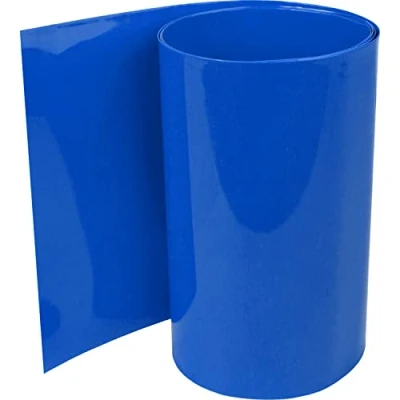 Immagine di ISOLATECH Tubo termoretraibile in PVC, al metro, blu scuro, senza colla, misura piatta 250 mm (diametro 159,2 mm), 1 rapporto di restringimento 2:1, set per isolare batterie 18650,