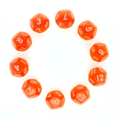 Immagine di Dadi Poliedrici,10 pcs D12 per DND MTG Rpg Dungeons And Dragons 20mm Arancione Trasparente