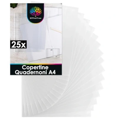 Immagine di OfficeTree 25x Copertina Trasparente Quaderno A4 Copertine Trasparenti Quaderni con Alette Libri Scolastici Made in Germany