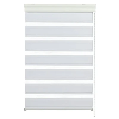 Immagine di GARDINIA Doppia tenda avvolgibile a scomparsa con scomparto in alluminio, rullo/Tenda rullo catenella laterale, Trasparente e strisce opache, Kit di montaggio incluso, Bianco, 60 x 160 cm (LxA)