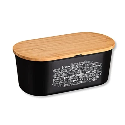 Immagine di Kesper Contenitore per il pane, materiale: melamina, bambù, dimensioni: 34 x 14 18 cm, colore: nero 58503