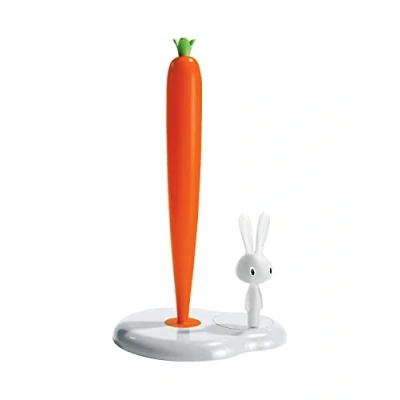 Immagine di Alessi Bunny &amp; Carrot ASG42 W Portarotolo da Cucina di Design in Resina Termoplastica, Bianco