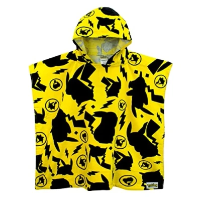 Immagine di Pokémon Asciugamano per Ragazzi o Ragazze Poncho con Cappuccio Pikachu Bambini Asciugamani da Mare e Piscina