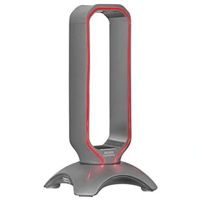 Immagine di Mars Gaming MHHXW, Supporto Per Cuffie Gaming, Flusso RGB, 2x USB 2.0, grafite