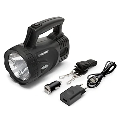 Immagine di VELAMP ICARO Torcia Lanterna LED 170lumen (3W), Lampada Ricaricabile. Batteria Litio. per Campeggio, Pesca, Trekking, Emergenze, Super Accessoriata 3 W, Antracite