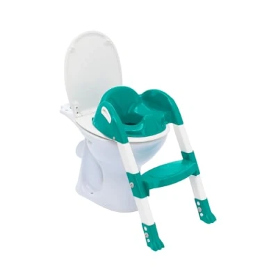 Immagine di THERMOBABY Riduttore WC per bambini Kiddyloo Intelligente, giocoso e igienico Piedi regolabili Gradino antiscivolo Pieghevole compatto A partire dai 18 mesi Made in France Smeraldo