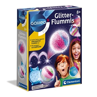 Immagine di Clementoni Gioco Galileo Glitter Flummies Kit per esperimenti Bambini a Partire dagli 8 Anni, Multicolore, 6,55X21X25,2, 59220