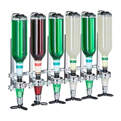Immagine di Relaxdays Spillatore da Parete, Bar Butler per 6 Bottiglie, Dosatore Professionale 3 cl, 53x36x11 cm, Argento, Alluminio