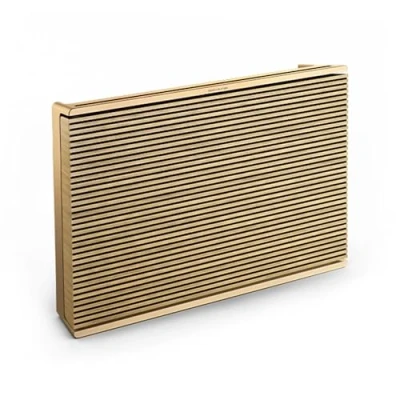 Immagine di Bang &amp; Olufsen Beosound Level Speaker Wireless Portatile WiFi e Bluetooth, il Primo Altoparlante Certificato di Cradle to Design Rigenerativo, Fino a 16 Ore Batteria Oro Tone/Legno