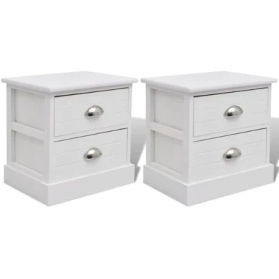 Immagine di vidaXL Set 2 Comodini in Stile Francese con Cassetti Camera da Letto Bianchi