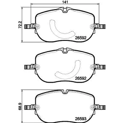 Immagine di HELLA 8DB 355 044 261 Kit pastiglie freno Predisposto per contatto segnalazione usura