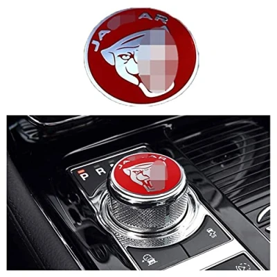 Immagine di bksptop Gear Shift Knob Cover Decoration Trim Sticker Compatibile con Jag Uar XF XE XJ F Pace(Color:Rosso)