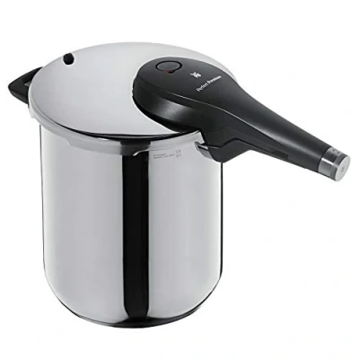 Immagine di WMF Perfect Premium Pentola a Pressione da 8,5 l, in Acciaio Inox Cromargan Lucido, 2 Livelli di Cottura, manopola all One, Adatta induzione, Lavabile lavastoviglie, Ø 22 cm, Argento