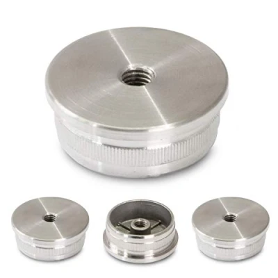 Immagine di Tappi terminali in acciaio inox V2A, tappo per tubo ringhiera 42,4 mm (piatto cavo Ø foro filettato M8)