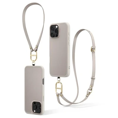 Immagine di CYRILL Spigen Kajuk Mag Classic Charm Strap Custodia Compatibile con iPhone 16 Pro Max (Faux Leather, TPU, PC Cream)