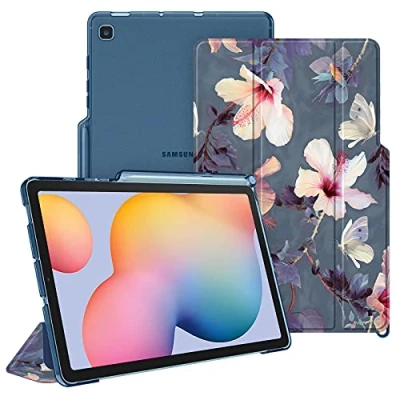 Immagine di FINTIE Custodia per Samsung Galaxy Tab S6 Lite 10.4&#039;&#039; 2024/2022/2020 con S Pen Holder, Sottile Leggero Case Posteriore Trasparente Cover Auto Sveglia/Sonno, Hibiscus