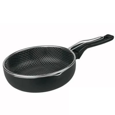 Immagine di MGE Padella Friggitrice con Cestello Alluminio Antiaderente Pentola per Friggere Induzione Wok 26 cm