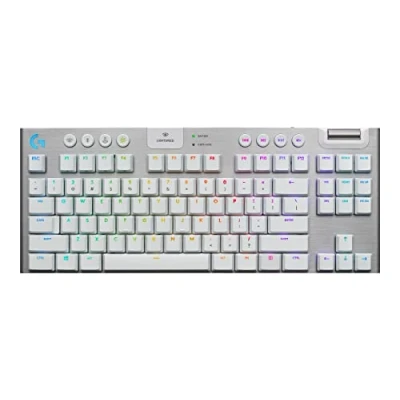 Immagine di Logitech G LIGHTSPEED TKL Tenkeyless Tastiera meccanica da gioco senza fili, con tasti GL, design ultra sottile, 40 ore, layout tedesco QWERTZ, bianco