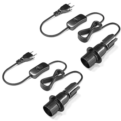 Immagine di Kit lampada bottiglia, Portalampada per bottiglia?Adattatore da bottiglia E14, con interruttore e spina?Kit adattatore tavolo di vino DIY 2 pezzi