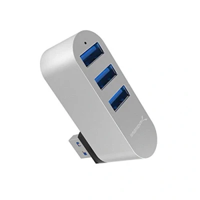 Immagine di SABRENT Hub USB, Multipresa USB 3.2 Gen 1, Sdoppiatore girevole, 3 Porte per PS4/PS5, laptop, PC, stampante, chiavetta Mac, rotazione di 90/180, alluminio, ARGENTO, (HB R3MC)
