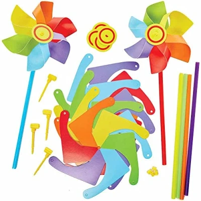 Immagine di Baker Ross FC771 Mulino a Vento Arcobaleno Set di 6, Attività Manuali per Bambini