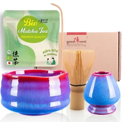 Immagine di Set di Matcha Completo Tazza Cerimoniale con frusta e cucchiaio incl. Tè Biologico Giapponese (Seiun)
