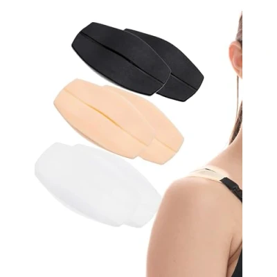 Immagine di Herzmutter Cuscinetti Spalline Reggiseno 6 Pezzi Antiscivolo Cuscini in Silicone per Alleviare Dolori alla Spalla Ridurre la Pressione Beige Nero Bianco 9300