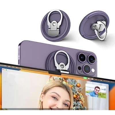 Immagine di PROfezzion Supporto per Fotocamera MagSafe MacBook Webcam,Supporto Continuità con Foro Treppiede iPhone 16 Plus Pro Max &amp; 15 14 13 12(iOS 16+) e Mac OS Ventura o Successivo(Viola)