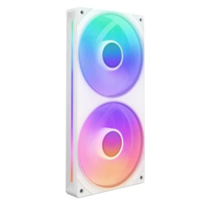 Immagine di NZXT F240 RGB Core 240mm Single Frame Fan Unit with 2 x 120mm Fans Speed &amp; Lighting Control High Static Pressure Airflow Fluid Dynamic Bearings 8 aRGB LEDs Per White