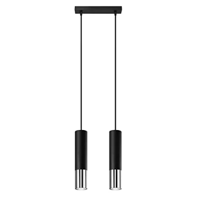 Immagine di SOLLUX lighting Loopez 3L Faretto Lampada A Sospensione Soffitto, Paralume Cilindrico + Combinazione Di 2 Metalli, Lampadina GU10 Sostituibile, 3x40