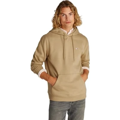 Immagine di Tommy Jeans Uomo Felpa Regular Fit Flag Fleece con Cappuccio, Beige (Relic Tan), M