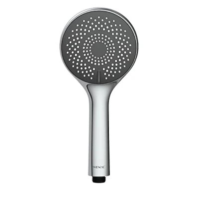 Immagine di WENKO soffione doccia Watersaving grigio, Ø 11 cm Doccetta universale, con sistema per risparmio idrico e 3 tipi di getto Cromo