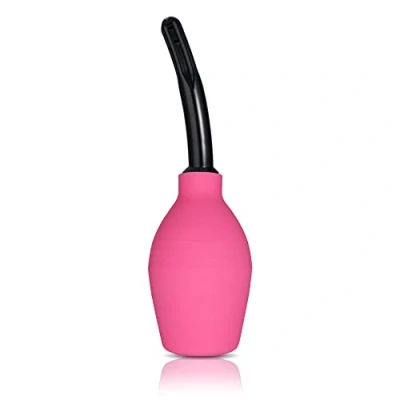 Immagine di TopQuaFocus Lampadina a clistere in silicone per uomini o donne, pulizia anale morbida e vaginale, soffione doccia da 12,2 cm (rosso)