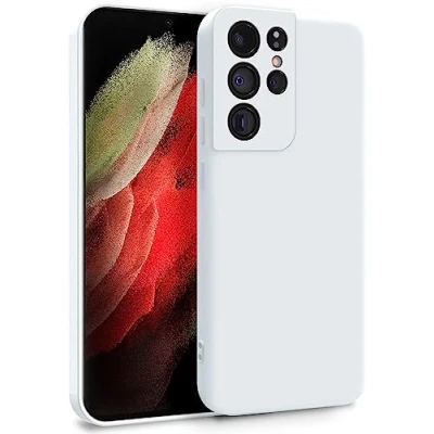 Immagine di MyGadget Cover per Samsung Galaxy S21 Ultra Custodia in Silicone Morbido a Doppio Strato Case con Protezione Fotocamera &amp; Fodera Interna Antigraffio Bianco