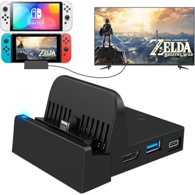 Immagine di Ponkor Switch TV Dock Station, Mini Supporto di Ricarica Portatile per HDMI Adapter, Compatto Ricambio con porta USB 3.0