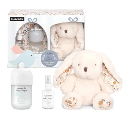 Immagine di Suavinex, Gift Baby Colonia, Include Cologne 100 ml + 50 da viaggio Peluche per bebè, A basso contenuto di alcol neonati e bambini, non macchia i vestiti