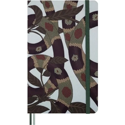 Immagine di Moleskine Taccuino Anno del Serpente, a Righe con Copertina Rigida In Tessuto e Chiusura Elastica, Collezione Design Foglie, Formato Large 13 x 21 cm